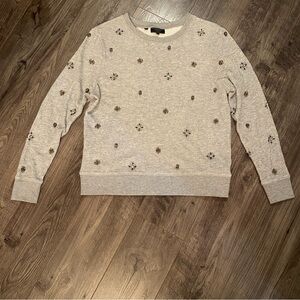 Guess sweater skull embellished star burst atomic bead‎ work accents crew neck